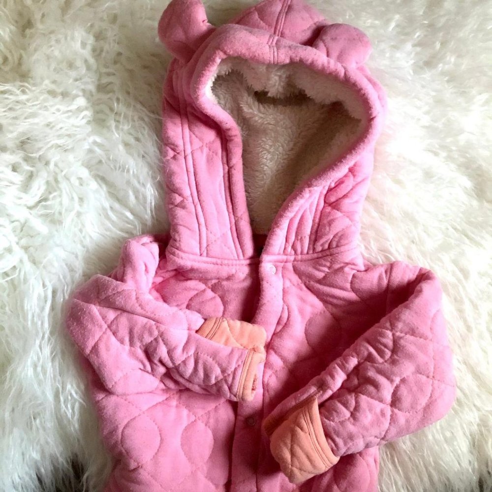 Kickee Pants Pink Animal Bear Quilted Onesie - Picture 2 of 5
